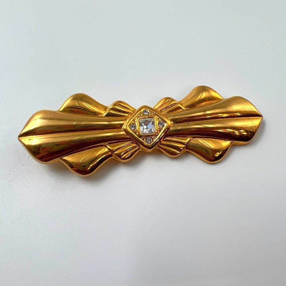 Brooch Bow Pin Gold Women Jewelry - Picture 1 of 3